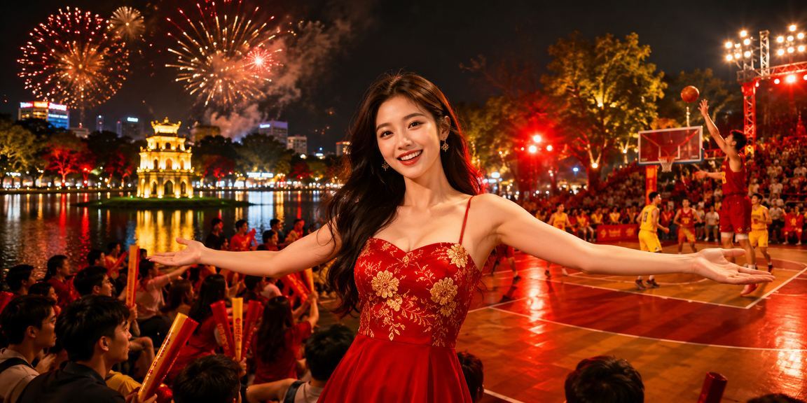 Lễ hội thể thao tại Hà Nội với màn hình chiếu kết quả cá cược bóng rổ